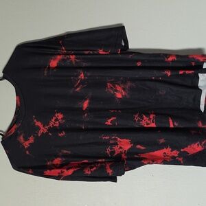 SHEIN Black Tee with Red Abstract Design